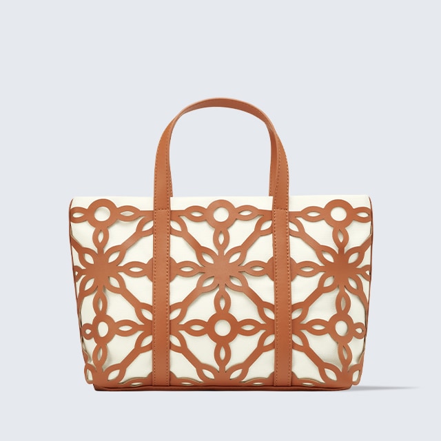 Tan & White Tote Bag