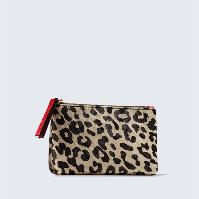 LEOPARD PRINT POUCH WITH RED ZEP PULL